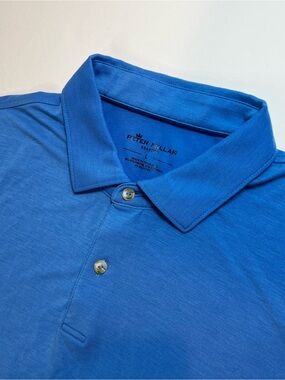 Peter Millar Seaside Polo Shirt Mens Large Blue Short Sleeve Performance